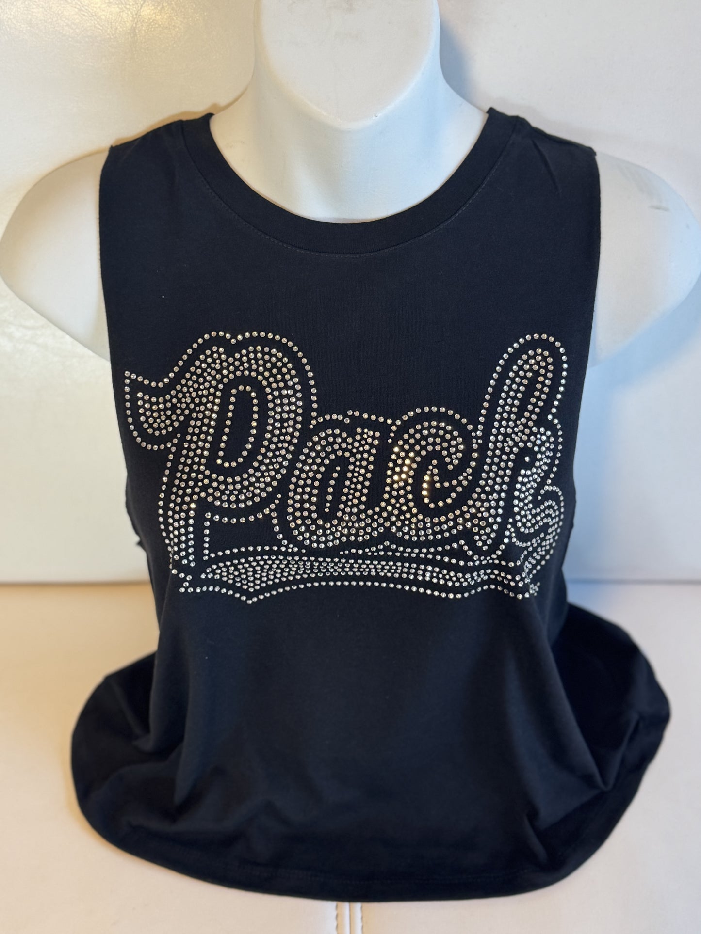 CROP Tank Rhinestone logo Front