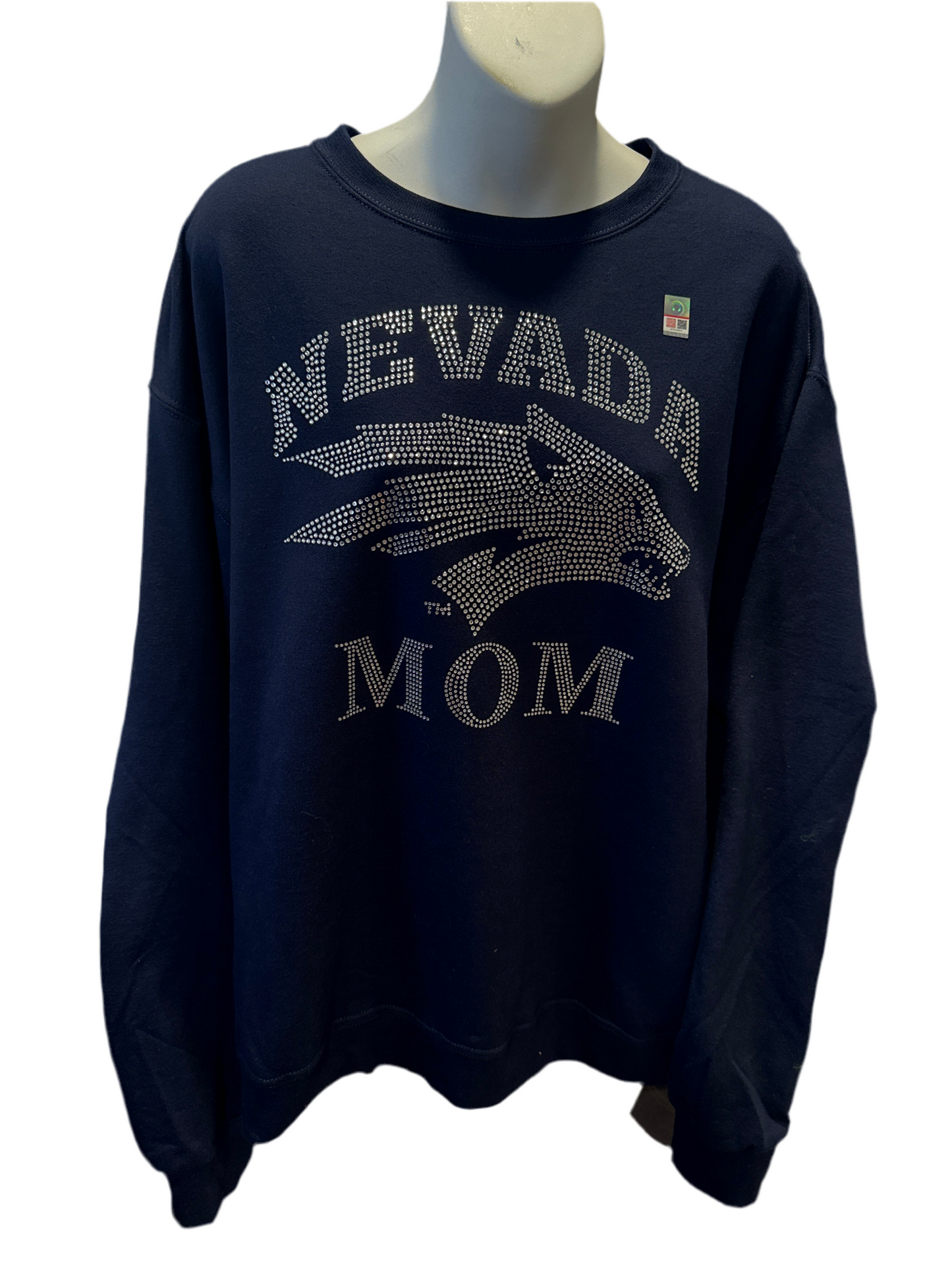 Nevada MOM Crewneck Heavyweight Sweatshirt Rhinestone Logo
