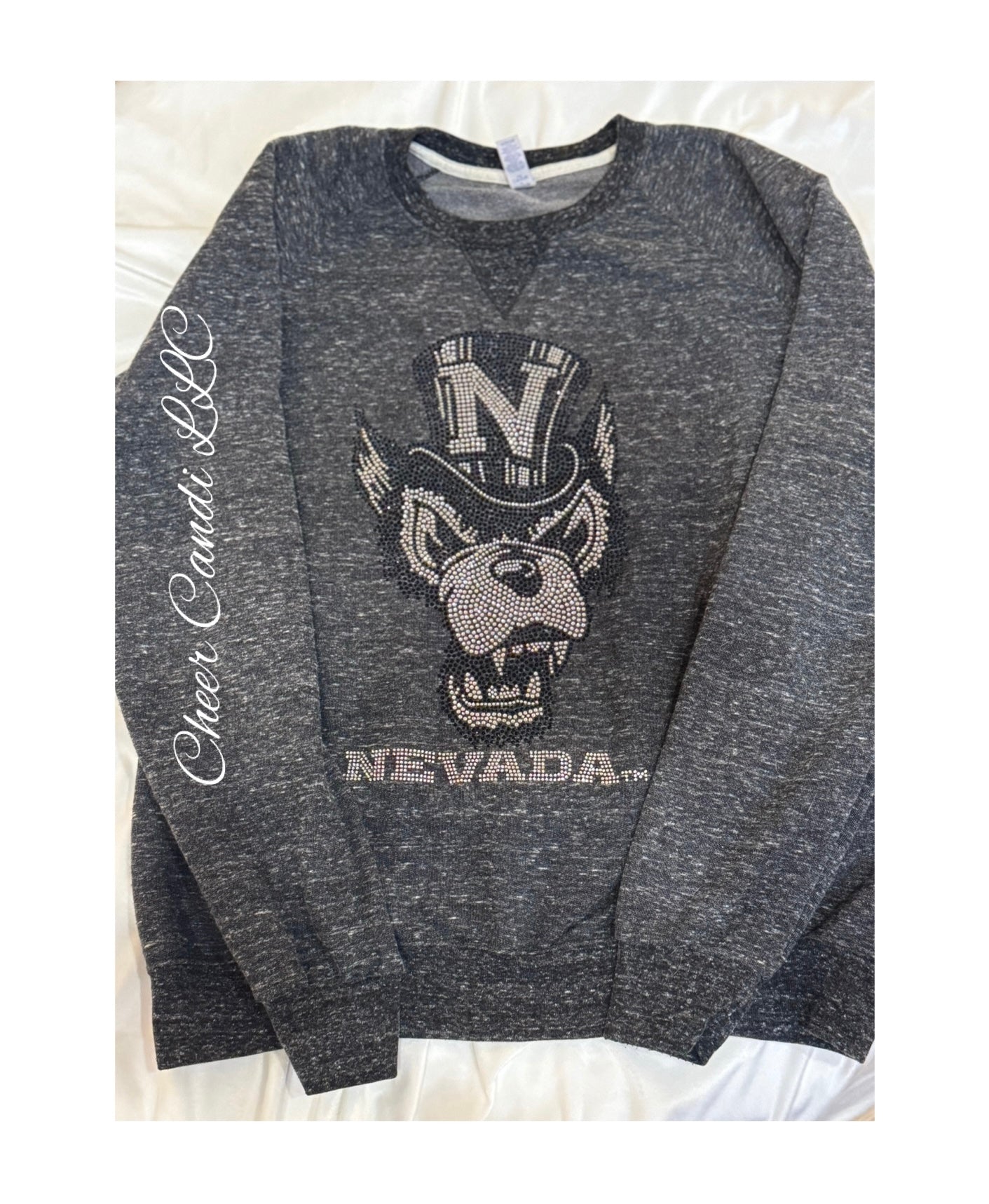 French Terry Crew Neck Sweatshirt Nevada Rhinestone Logo