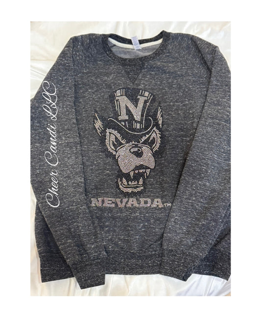 French Terry Crew Neck Sweatshirt Nevada Rhinestone Logo