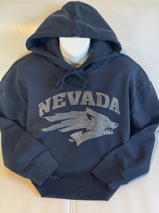 CROP Hoodie Rhinestone Logo front