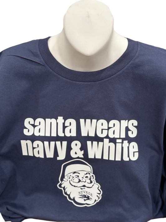 Unisex T-Shirt Limited Edition Santa Wears Navy & White