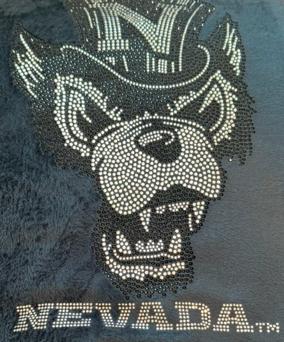 Rhinestone Lace Up Hoodie w Top Hat Wolfie Vintage Logo Back