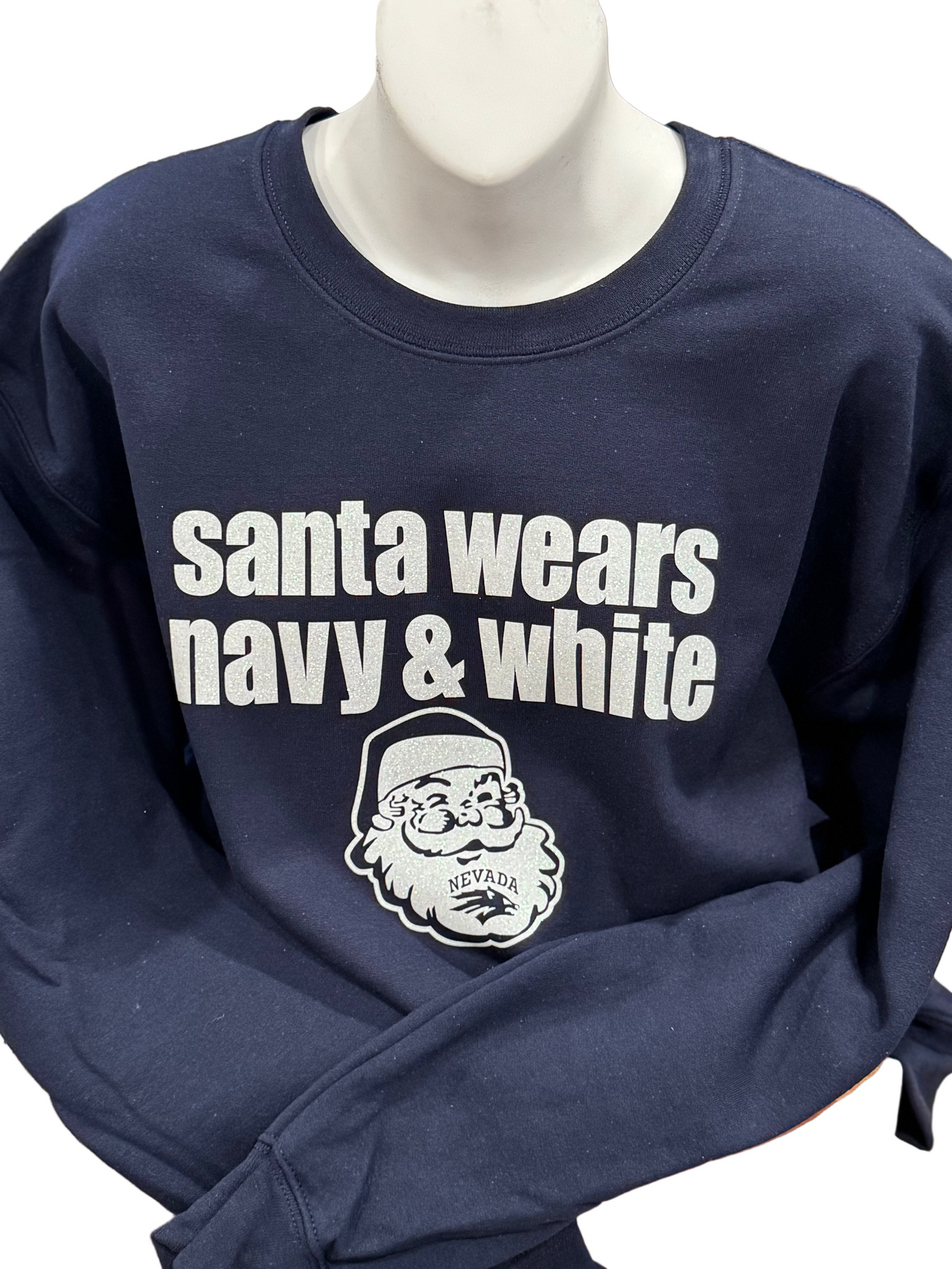 Unisex Crew Neck Heavyweight Sweatshirt Limited Edition Santa Wears Navy & White