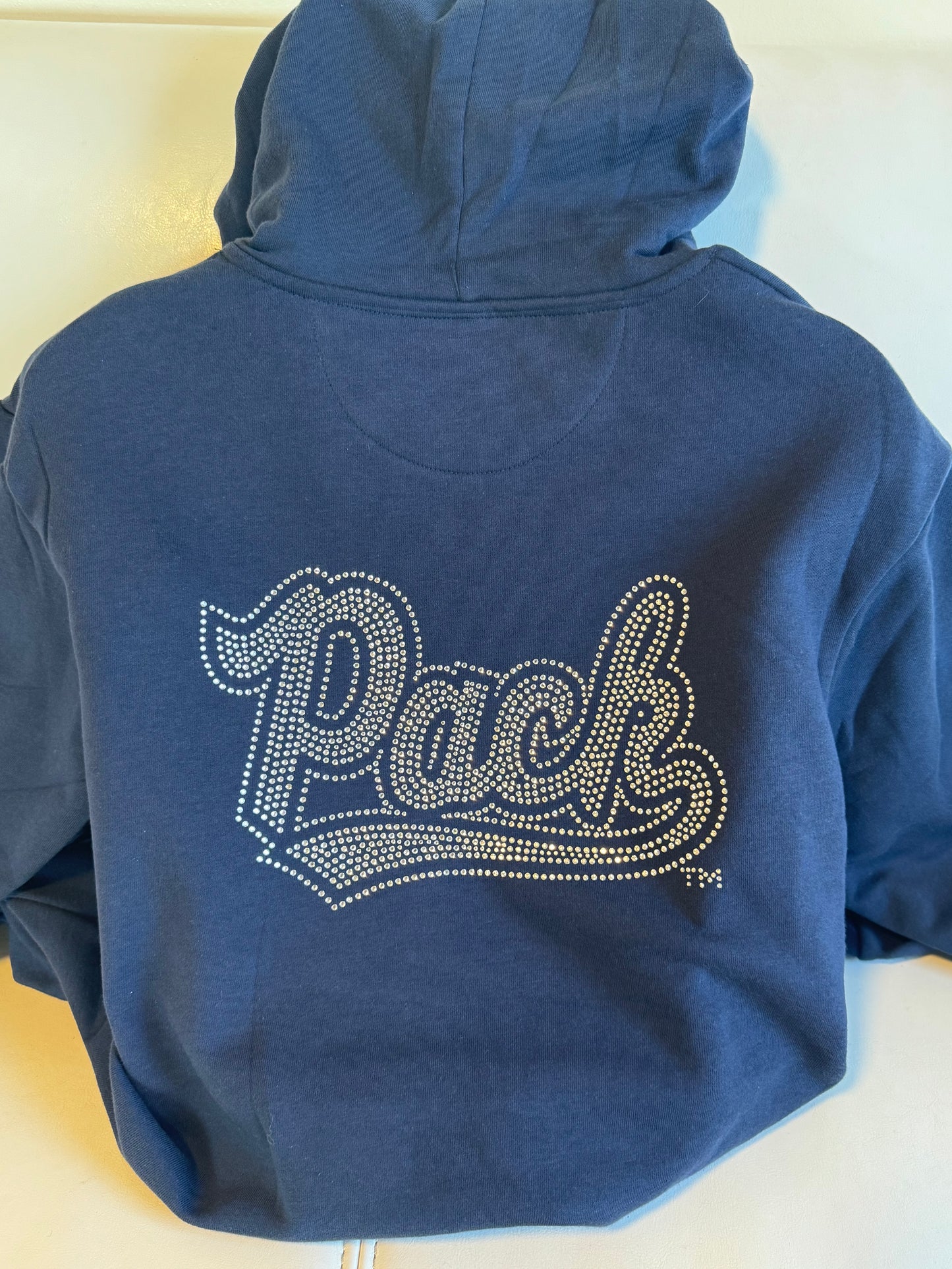 Rhinestone Laces Zip Up Hoodie w/ Rhinestone Logos