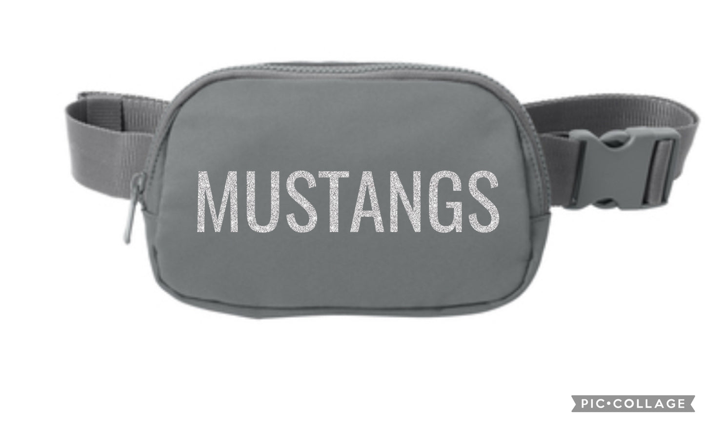Grey Crossbody Pack with Rhinestone MUSTANGS